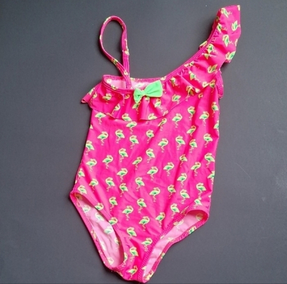Toddler Girl 4t-5t Pink Flamingo Swim Suit - Picture 1 of 6